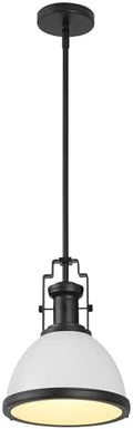 JONATHAN Y Homer Industrial Dome Pendant 10", White/Matte Black by JONATHANY