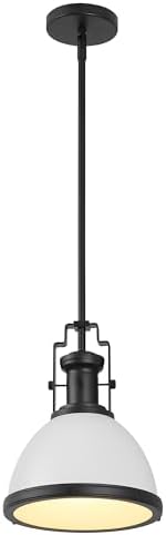 JONATHAN Y Homer Industrial Dome Pendant 10", White/Matte Black by JONATHANY
