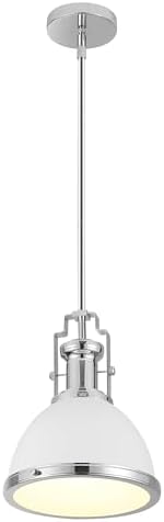 JONATHAN Y Homer Industrial Dome Pendant 10", White/Chrome by JONATHANY