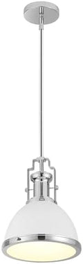 JONATHAN Y Homer Industrial Dome Pendant 10", White/Chrome by JONATHANY