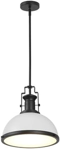 JONATHAN Y Homer Industrial Dome Pendant 13", White/Matte Black by JONATHANY