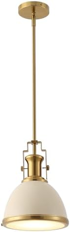 JONATHAN Y Homer Industrial Dome Pendant 10", Almond/Brass Gold by JONATHANY