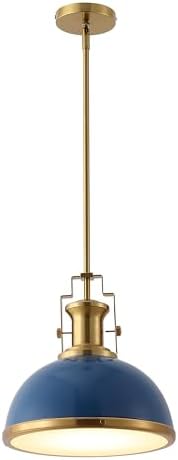JONATHAN Y Homer Industrial Dome Pendant 13", Navy/Brass Gold by JONATHANY