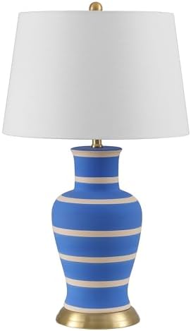 JONATHAN Y Julian Classic Ceramic Urn Metal LED Table Lamp 29", Blue/Beige - Image 6