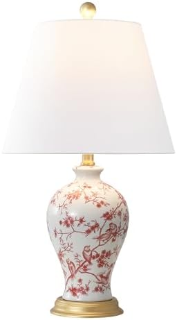 JONATHAN Y Grace 24" French Country Floral Urn Ceramic Lamp, White/Red by JONATHANY