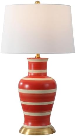 JONATHAN Y Julian Classic Ceramic Urn Metal LED Table Lamp 29", Red/Beige by JONATHANY