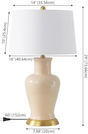 JONATHAN Y Julian Classic Ceramic Urn Metal LED Table Lamp 29", Almond - Image 4