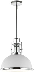 JONATHAN Y Homer Industrial Dome Pendant 13", White/Chrome by JONATHANY