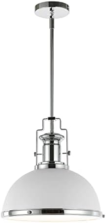 JONATHAN Y Homer Industrial Dome Pendant 13", White/Chrome by JONATHANY