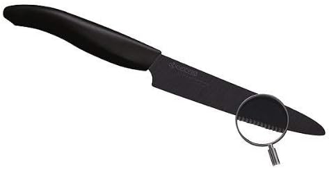 Kyocera Advanced Ceramic Revolution Series 5-inch Micro Serrated Tomato, Utility Knife, Black Blade