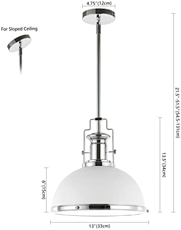 JONATHAN Y Homer Industrial Dome Pendant 13", White/Chrome - Image 4