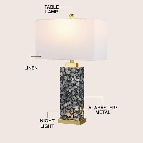 JONATHAN Y Elizabeth Alabaster Nightlight Lamp 27.5", Black/Gold Painting - Image 4