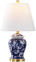 JONATHAN Y Penelope Ginger Jar 22" LED Table Lamp, Navy/White by JONATHANY