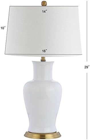 JONATHAN Y Julian Classic Ceramic Urn Metal LED Table Lamp 29", White/Gold - Image 3
