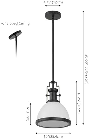 JONATHAN Y Homer Industrial Dome Pendant 10", White/Matte Black - Image 5