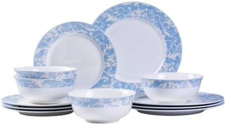 12-Piece Porelain Dinnerware Set, Light Blue by fhgnysm