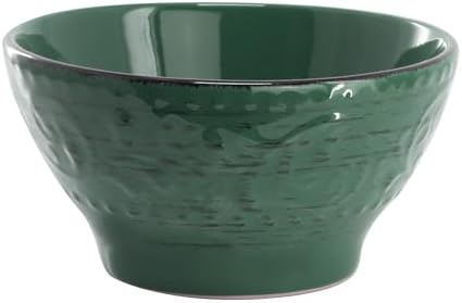 Elama Malibu Sea Glass 16-Piece Stoneware Embossed Pattern Reactive Glaze Dark Green Dinnerware Set, Tableware, Serveware Set (Sea Glass Green) - Image 4