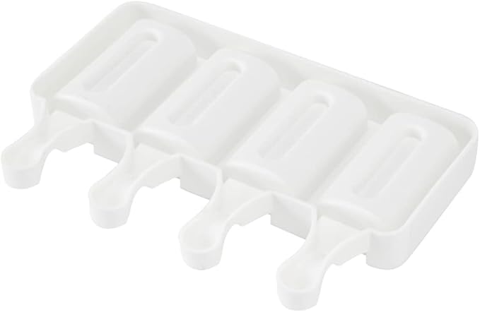 Pastry Tek 4 Cavities Popsicle Molds, 10 Cylinder Cakesicle Molds - Flexible, Freezable, White Silicone Cake Popsicle Molds, Easy Release, For Baking - Restaurantware