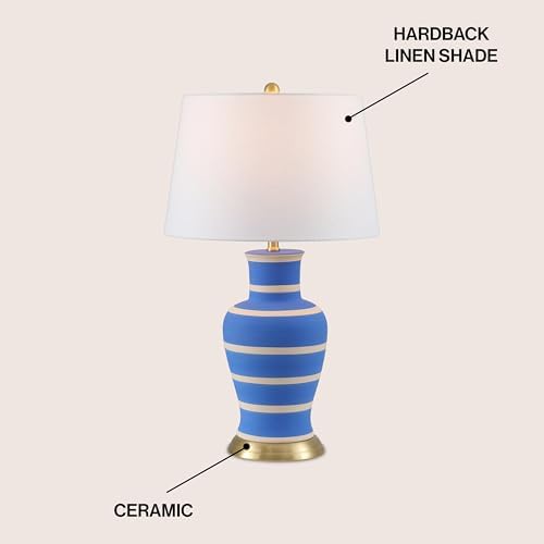 JONATHAN Y Julian Classic Ceramic Urn Metal LED Table Lamp 29", Blue/Beige - Image 4