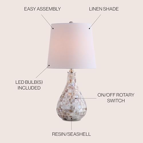 JONATHAN Y Mona Coastal Mini LED Table Lamp 20.5" Bedside, Seashell - Image 5