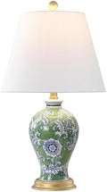 JONATHAN Y Grace 24" French Country Floral Urn Ceramic Lamp, Green/White by JONATHANY