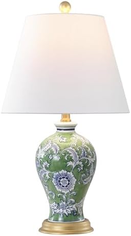 JONATHAN Y Grace 24" French Country Floral Urn Ceramic Lamp, Green/White by JONATHANY