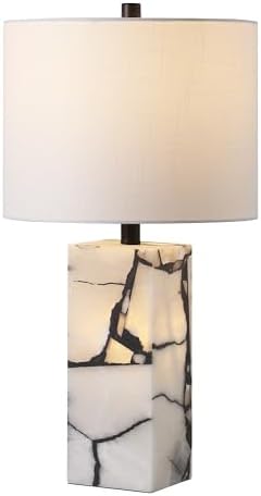 JONATHAN Y Elizabeth Alabaster Nightlight Lamp 24.25", Black/White by JONATHANY