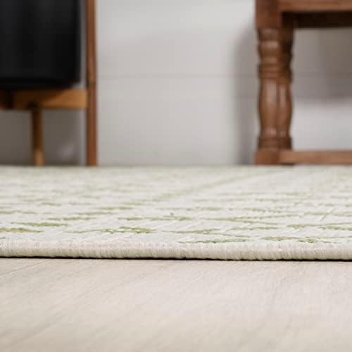 JONATHAN Y Moroccan Geometric Indoor Outdoor Area Rug 3X5 Cream/Green, Ourika Textured Weave for Backyard, Patio, Porch, Easy-Cleaning, High Traffic, Pet-Friendly, Non-Shedding (SMB108M-3) - Image 6