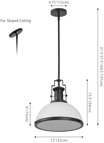 JONATHAN Y Homer Industrial Dome Pendant 13", White/Matte Black - Image 5