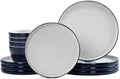 Melamine Dinnerware Sets,Plate and Bowl Set for 4,Navy Blue,Gray by Gufaith