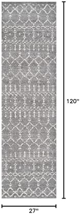 JONATHAN Y Boho Vintage Diamond Gray/Ivory Runner Rug 2X10 ft, Moroccan Hype for Living Room, Bedroom, Kitchen, Office, Easy-Cleaning, High Traffic, Pet-Friendly, Non-Shedding (MOH101C-210) - Image 2
