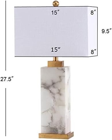 JONATHAN Y Elizabeth Alabaster Nightlight Lamp 27.5", White/Gold Painting - Image 5