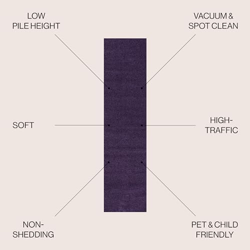 JONATHAN Y Haze Solid Low-Pile Purple Runner Rug 2x14, Coastal,Bohemian,Minimalist,Classic, Easy-Cleaning for Living Room,Bedroom,Kitchen,Pet Friendly,Non-Shedding (SEU100N-214) - Image 2