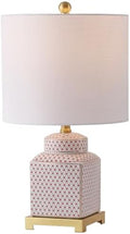 JONATHAN Y Cleo 21.5" Red & White Ceramic Table Lamp with Brass Base by JONATHANY