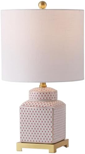 JONATHAN Y Cleo 21.5" Red & White Ceramic Table Lamp with Brass Base by JONATHANY