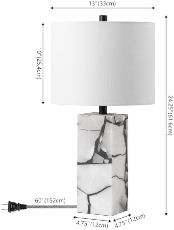 JONATHAN Y Elizabeth Alabaster Nightlight Lamp 24.25", Black/White - Image 5