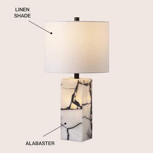 JONATHAN Y Elizabeth Alabaster Nightlight Lamp 24.25", Black/White - Image 3