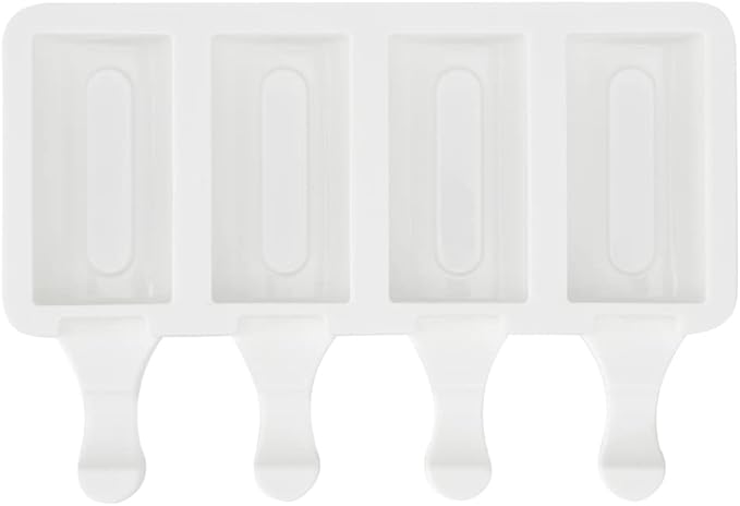 Pastry Tek 4 Cavities Popsicle Molds, 10 Cylinder Cakesicle Molds - Flexible, Freezable, White Silicone Cake Popsicle Molds, Easy Release, For Baking - Restaurantware