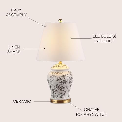 JONATHAN Y Penelope Ginger Jar 22" LED Table Lamp, Gray/White - Image 4