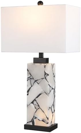 JONATHAN Y Elizabeth Alabaster Nightlight Lamp 27.5", White/Black by JONATHANY