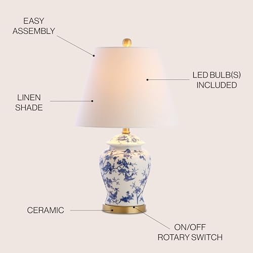 JONATHAN Y Penelope Ginger Jar 22" LED Table Lamp, Blue/White - Image 5