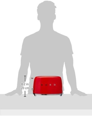 SMEG 2 Slice Toaster with 6 Presets and Defrost Function and Removable Crumb Tray TSF01RDUS, RED