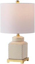 JONATHAN Y Cleo 21.5" Yellow & White Ceramic Table Lamp with Brass Base by JONATHANY