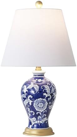 JONATHAN Y Grace 24" French Country Floral Urn Ceramic Lamp, Navy/White by JONATHANY