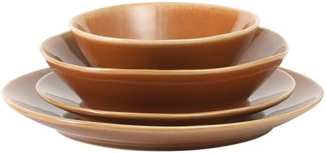 Bloomhouse - Two Time Oprah's Favorite Things Winner - Montecito Breeze 16 Piece (Service for 4) Double Plates and Bowls Stoneware Reactive Glaze Dinnerware Set - Terracotta Canyon - Image 6