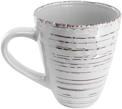 Elama Malibu Calcite 16-Piece Stoneware Embossed Pattern Reactive Glaze Light Gray Dinnerware Set, Tableware, Serveware Set (Calcite Gray) - Image 5