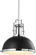 JONATHAN Y Homer Industrial Dome Pendant 13", Black/Chrome by JONATHANY