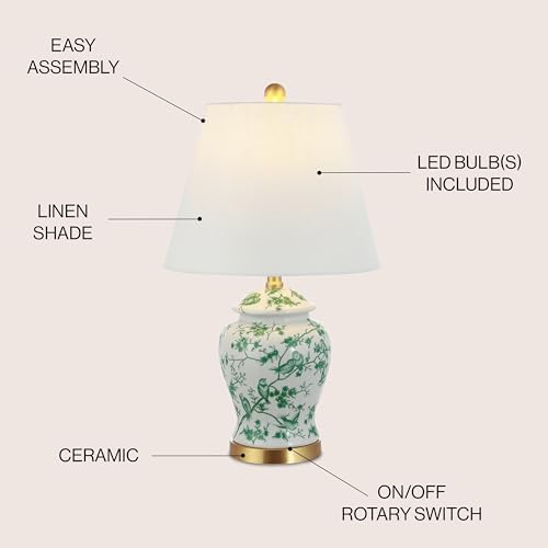 JONATHAN Y Penelope Ginger Jar 22" LED Table Lamp, White/Green - Image 5