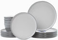 Melamine Dinnerware Sets, Dishware Sets for 4, Light Grey,White by Gufaith
