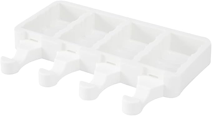 Pastry Tek 4 Cavities Popsicle Mold, 1 Rectangle Cakesicle Mold - Flexible, Freezable, White Silicone Cake Popsicle Mold, Easy Release, For Baking - Restaurantware